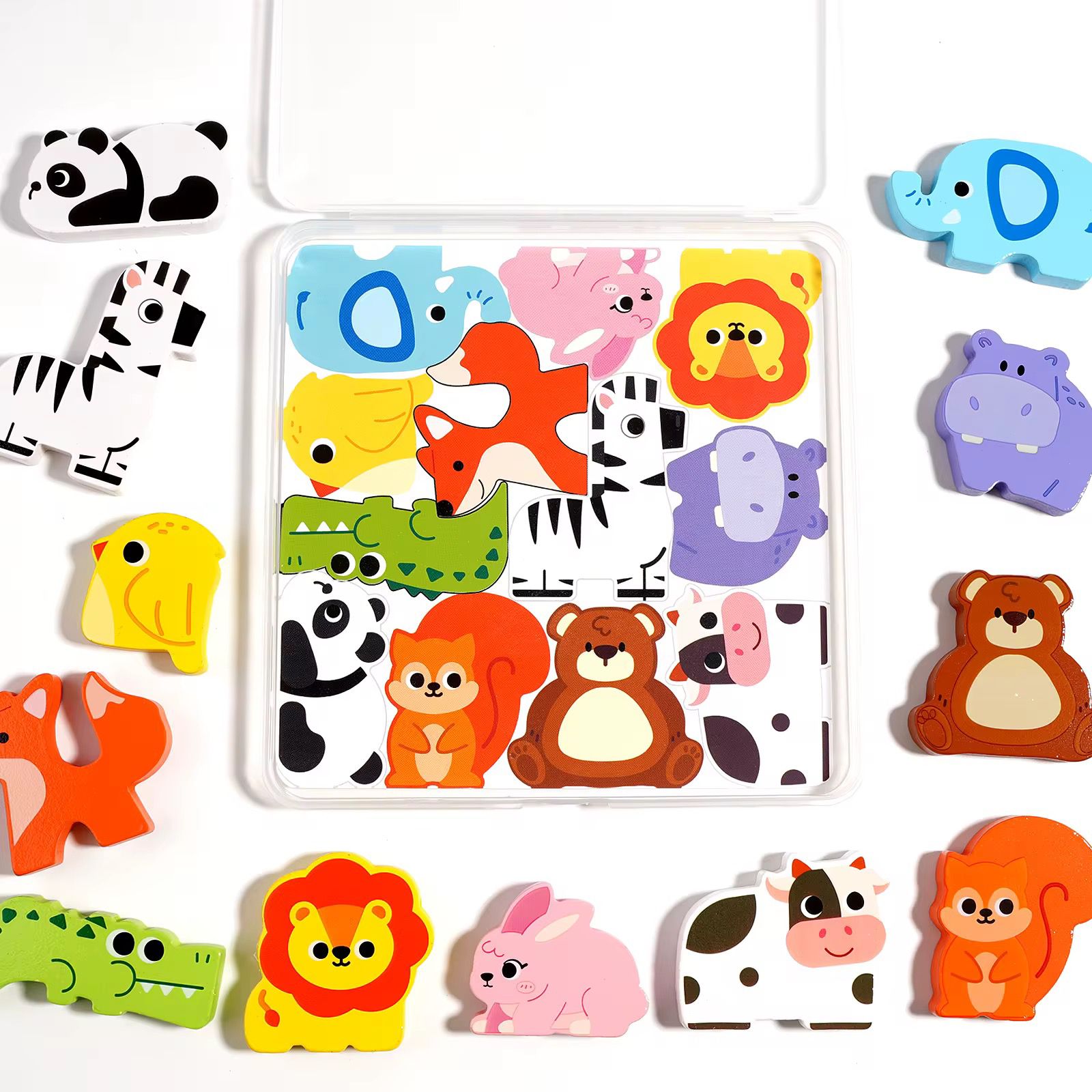 Wooden alphabet and object matching puzzle for toddlers to learn letters, shapes, and associations