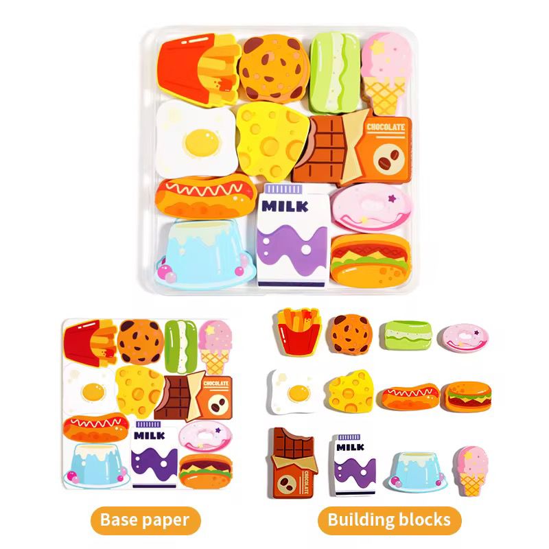 Wooden box puzzle with colorful matching and stacking pieces for toddlers, early learning activity toy