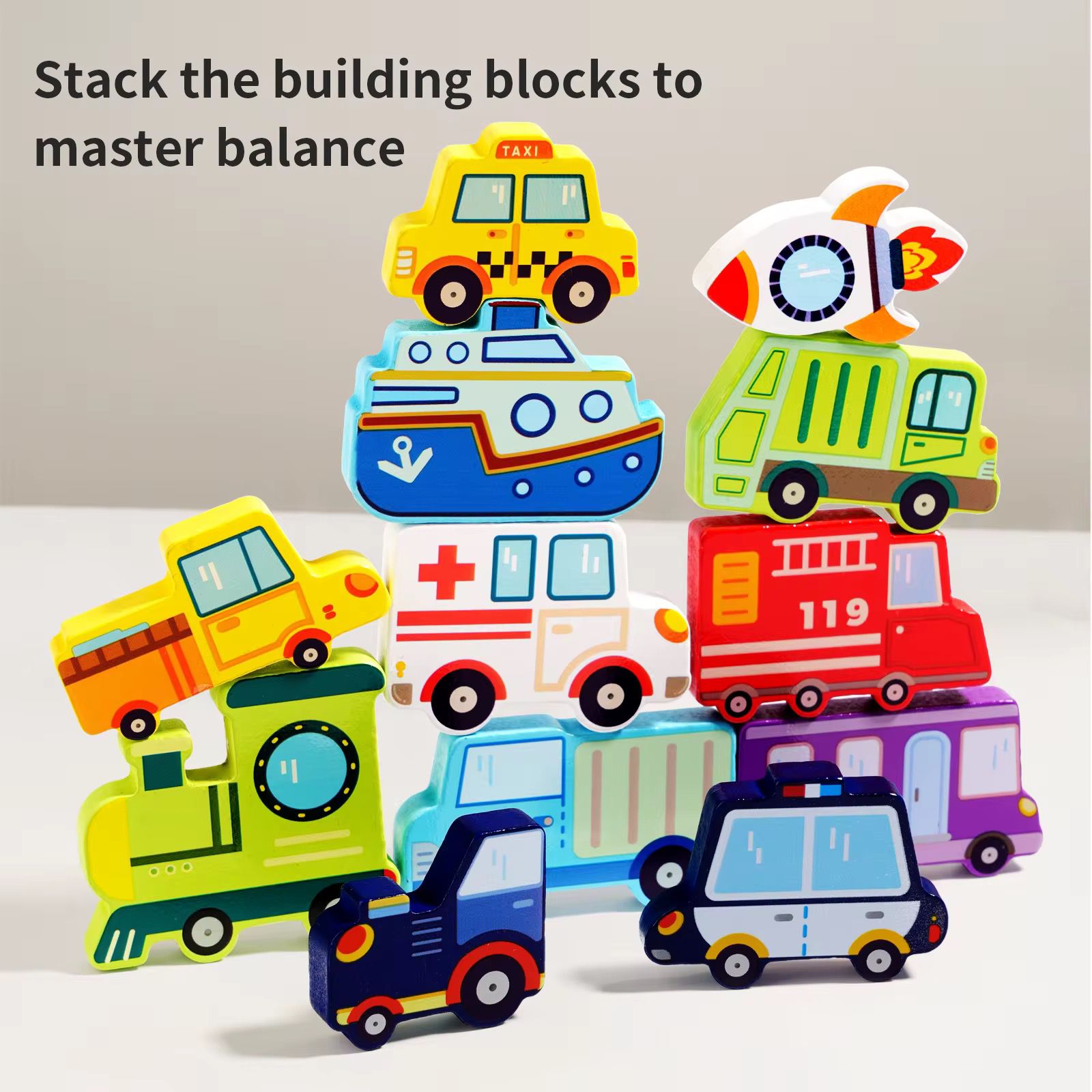 Wooden vehicle matching puzzle with cars and transport shapes for toddler learning and coordination