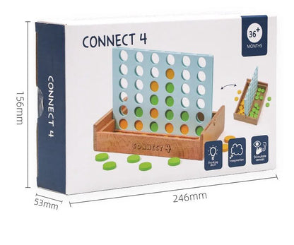 Wooden Connect 4 Game – Classic 2-Player Strategy Game for Kids and Adults | No Screen Time