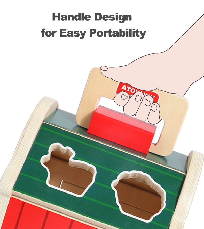 Wooden Barn Shape Sorter - Farm Animal Puzzle and Fine Motor Activity