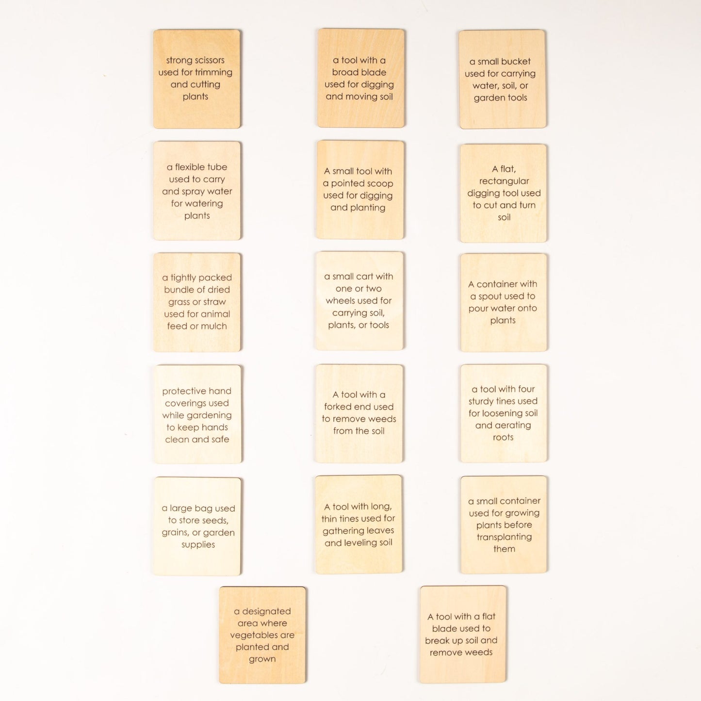 Montessori Gardening Tools Classification Set - Practical Life Vocabulary Material