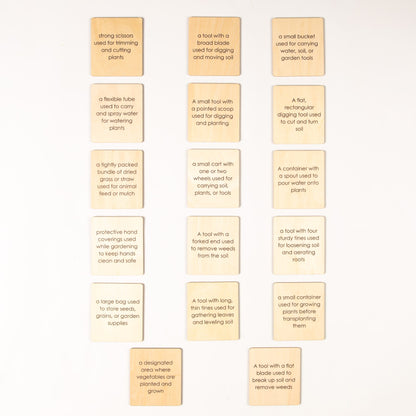 Montessori Gardening Tools Classification Set - Practical Life Vocabulary Material