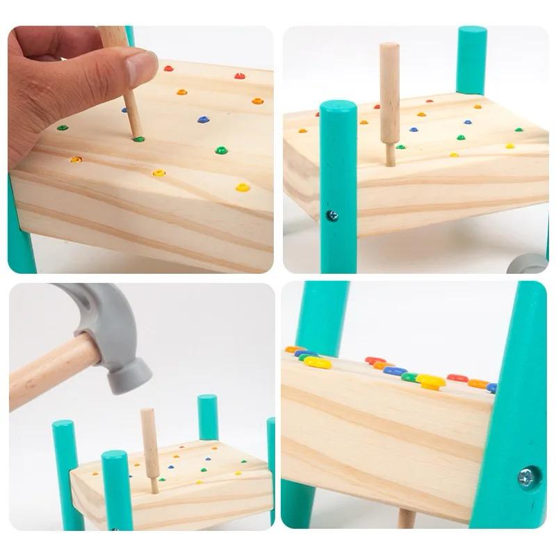 Hands-on wooden hammering activity helping children develop hand-eye coordination and strength