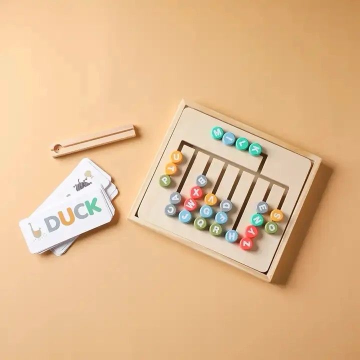 Montessori Wooden Alphabet and Pattern Matching Board – Double-Sided Educational Toy for Letter and Shape Recognition