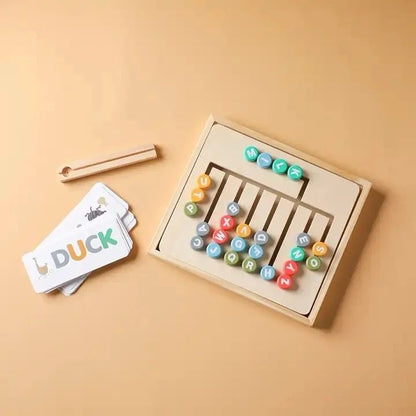 Montessori Wooden Alphabet and Pattern Matching Board – Double-Sided Educational Toy for Letter and Shape Recognition