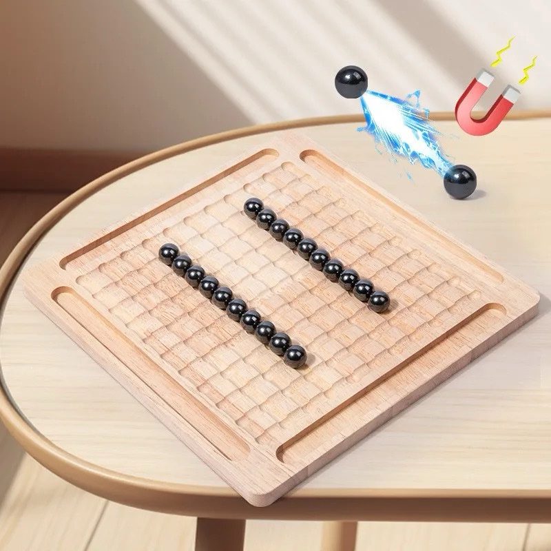 Magnetic Marble Logic Board Game – Wooden Hand-Eye Coordination Puzzle for Kids and Adults