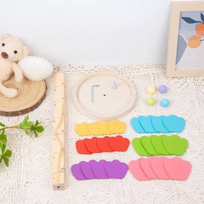 Wooden Rainbow Leaf Tower Ball Run - Sensory Sound Toy for Visual Tracking and Cause-and-Effect Play