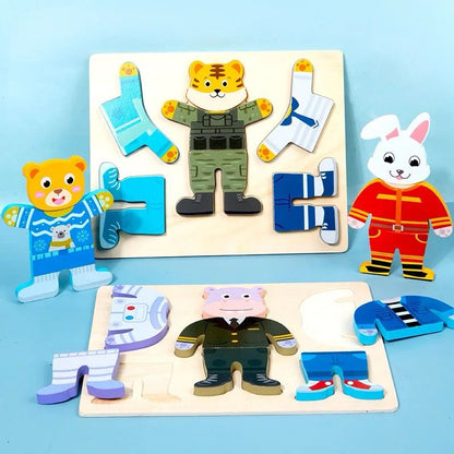 Dress-Up Puzzle – Wooden Mix and Match Animal Outfits