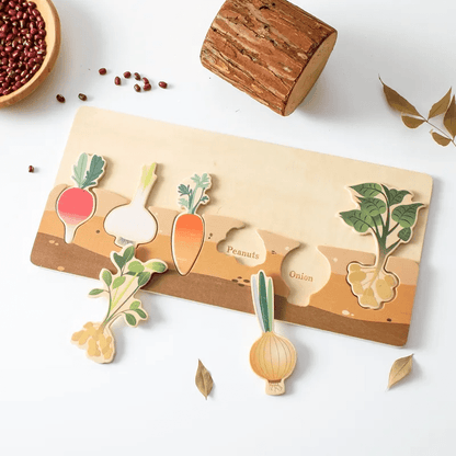 Wooden Root Vegetable Puzzle – Educational Food Group Activity for Kids