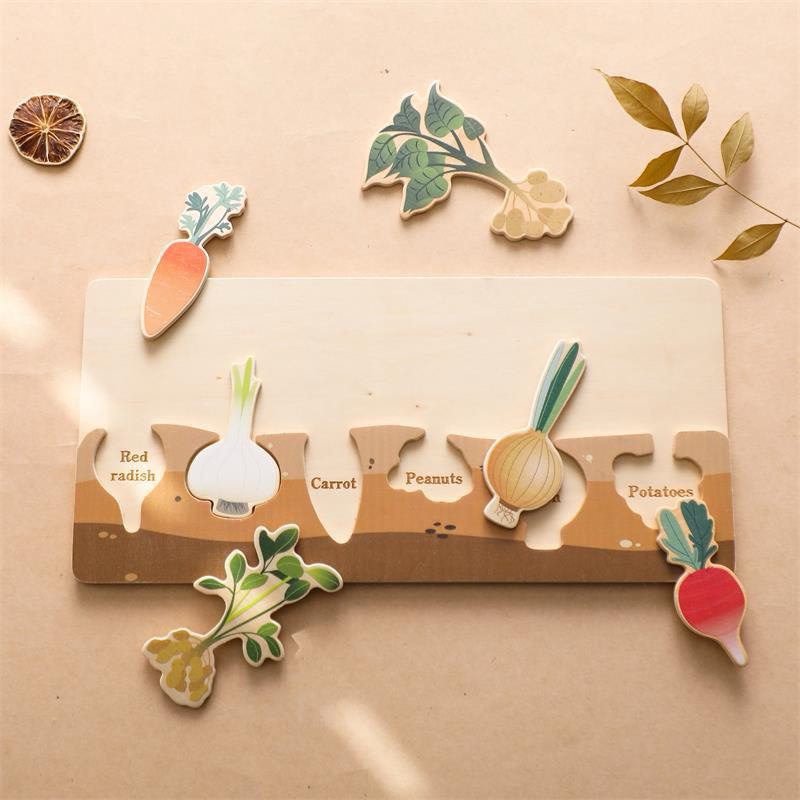Wooden Root Vegetable Puzzle – Educational Food Group Activity for Kids