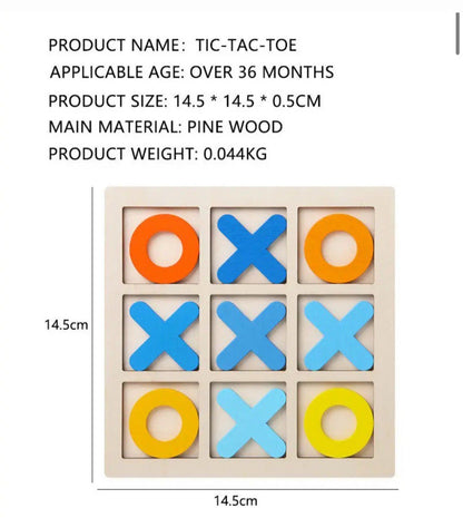 Wooden Tic Tac Toe Game – Classic Strategy Puzzle for Kids and Families
