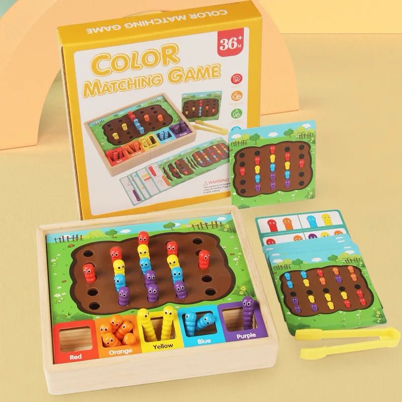 Montessori Worms Color Sorting and Matching Activity – Fine Motor Toy for Toddlers