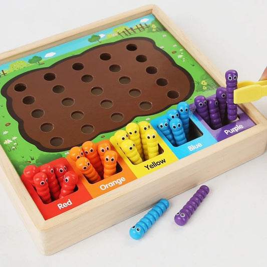 Montessori Worms Color Sorting and Matching Activity – Fine Motor Toy for Toddlers