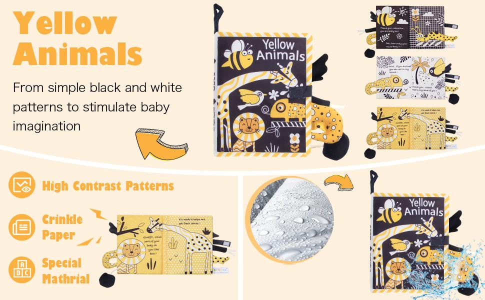 Yellow Animals Cloth Book – Sensory Touch and Feel Book for Babies